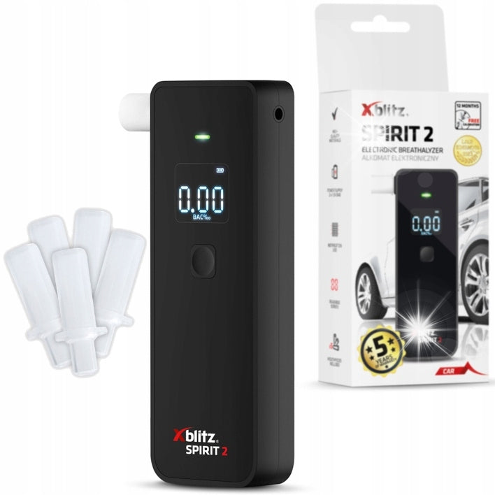 Xblitz Spirit 2 Semiconductor AA LCD Electronic Breathalyzer 5 Mouthpieces