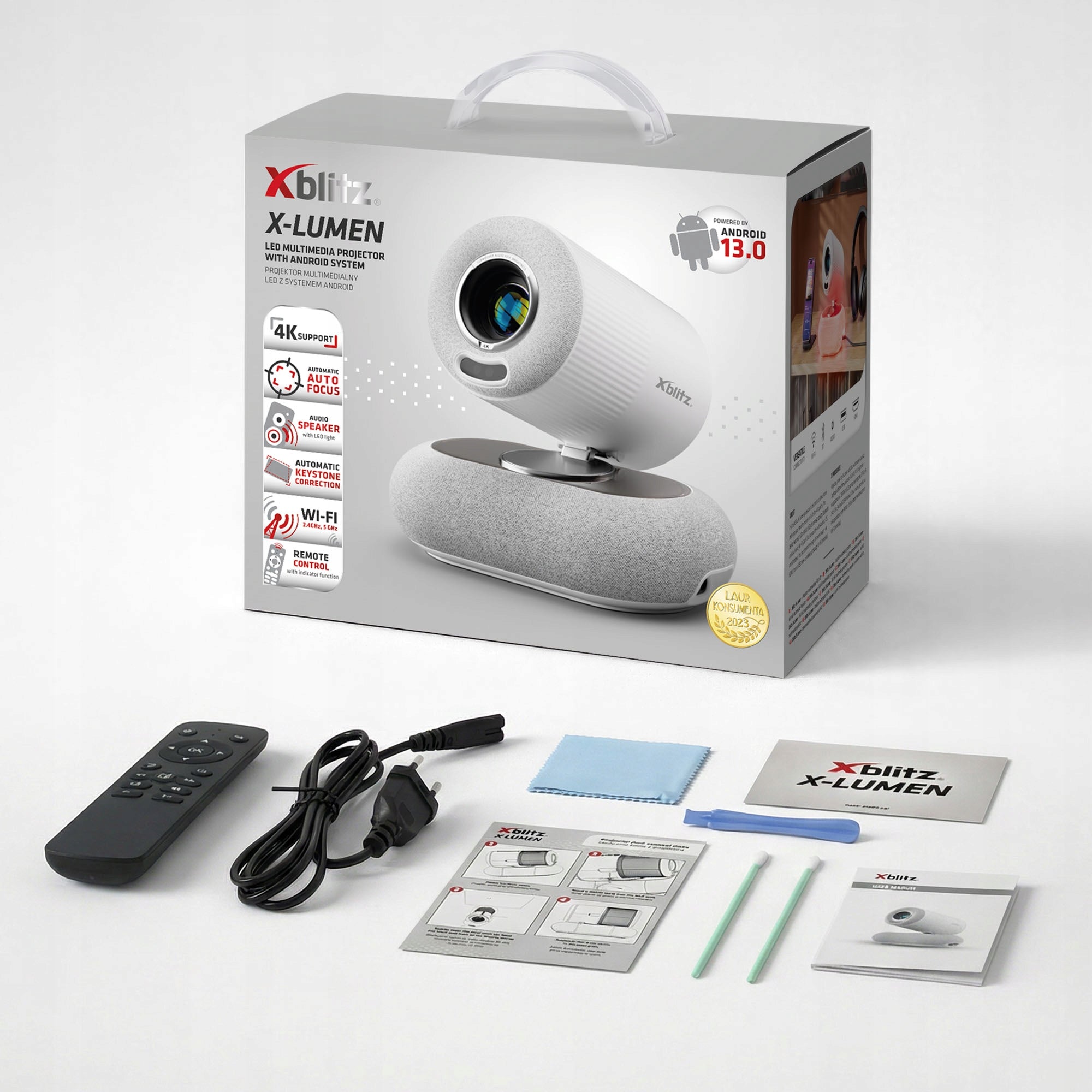 Xblitz X-Lumen PROJECTOR PORTABLE ANDROID TV 4K LED WIFI SPEAKER Packaging status original