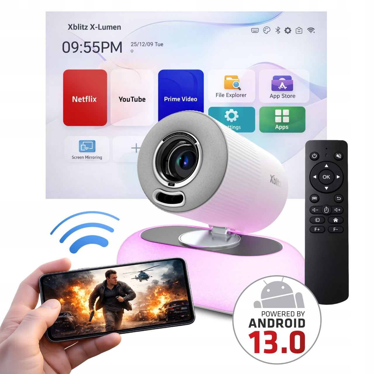 Xblitz X-Lumen PROJECTOR PORTABLE ANDROID TV 4K LED WIFI SPEAKER