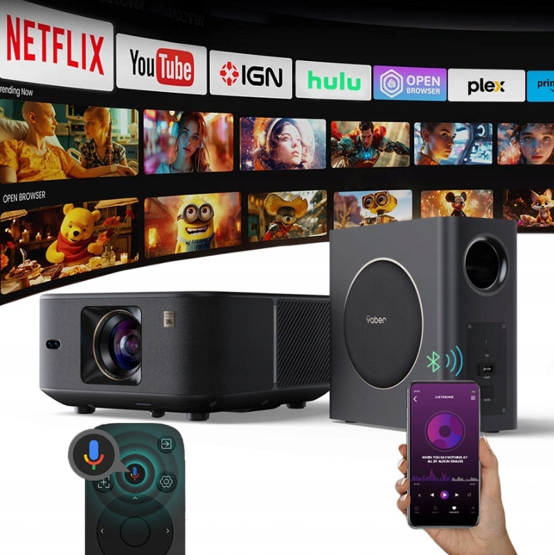 YABER K3 Pro 1600 ANSI Google TV JBL subwoofer Dolby SMART TV