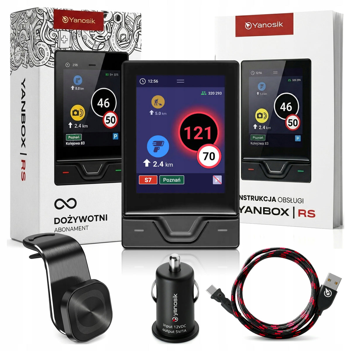 YANBOX Yanosik RS ANTI-RADAR LIFETIME SUBSCRIPTION PHOTORADAR e-TOLL + HOLDER