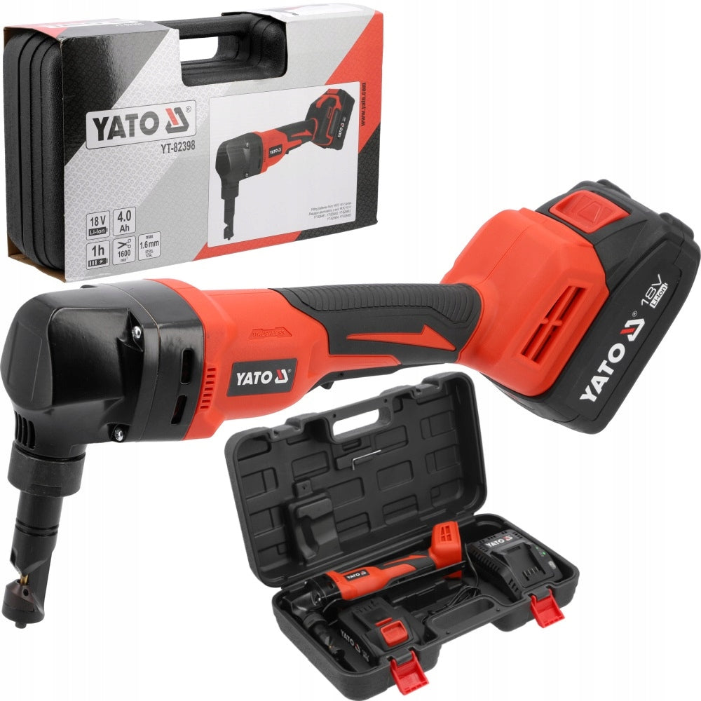 YATO 18V CORDLESS SHEET METAL SHEARS WITH 4AH BATTERY AND YT-82398 CHARGER