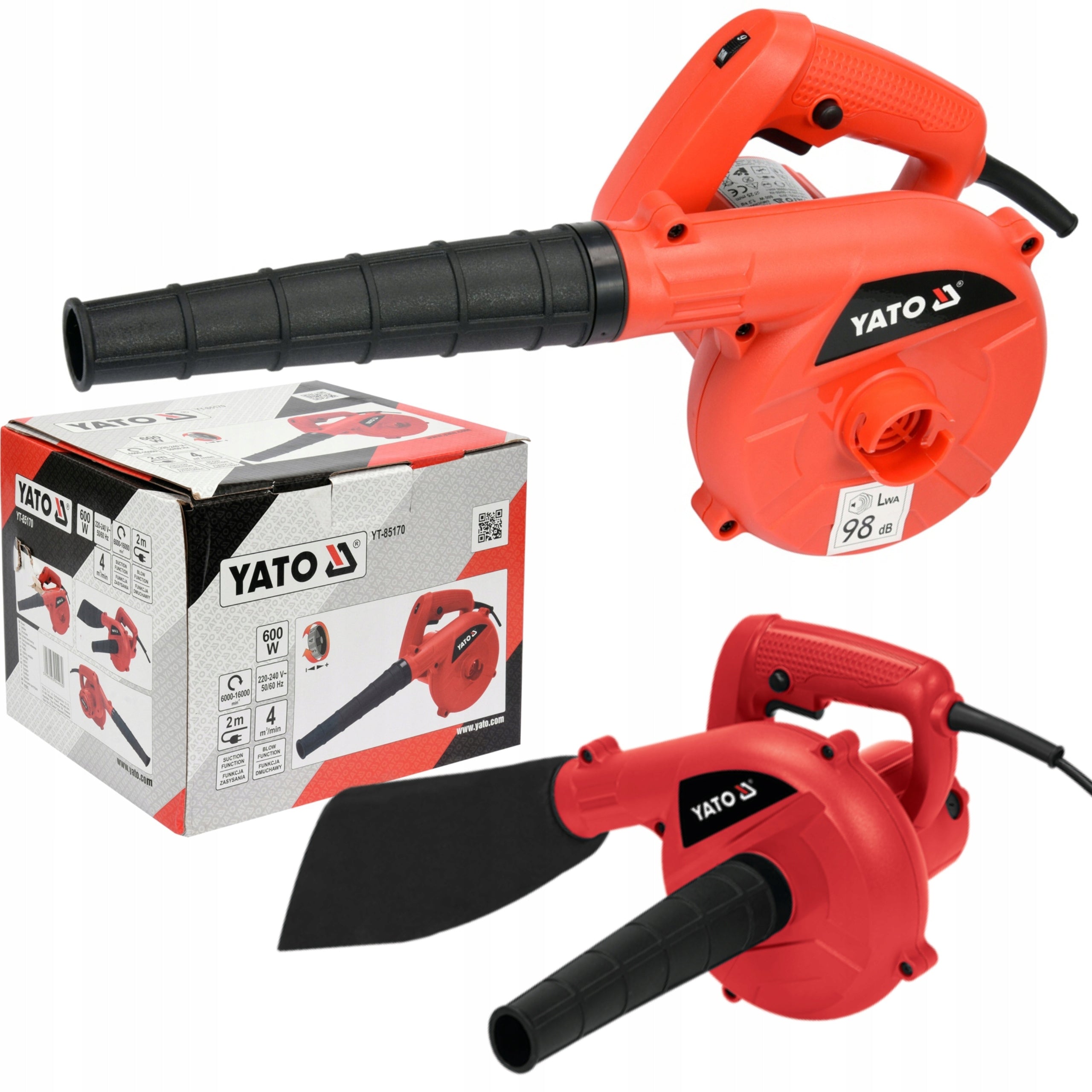 YATO BLOWER GARDEN VACUUM CLEANER SMALL FOR ELECTRIC LEAVES 600W 2in1 YT85170