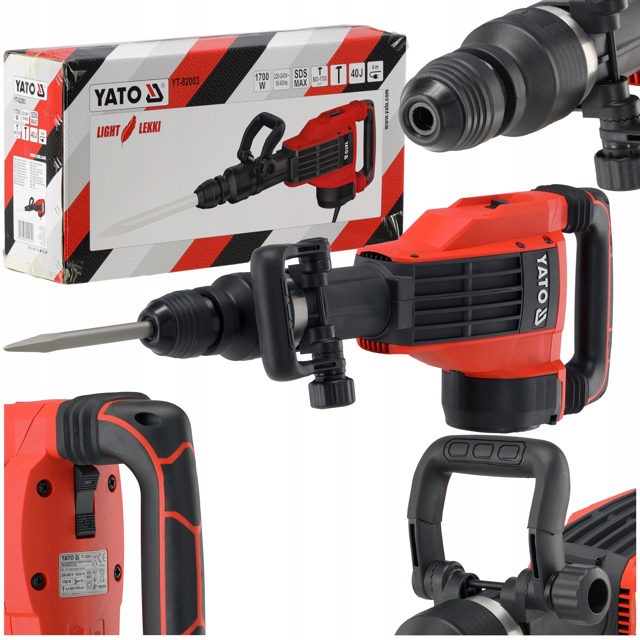 YATO IMPACT HAMMER SDS MAX 1700W HEX 28MM 40J HEAVY DUTY