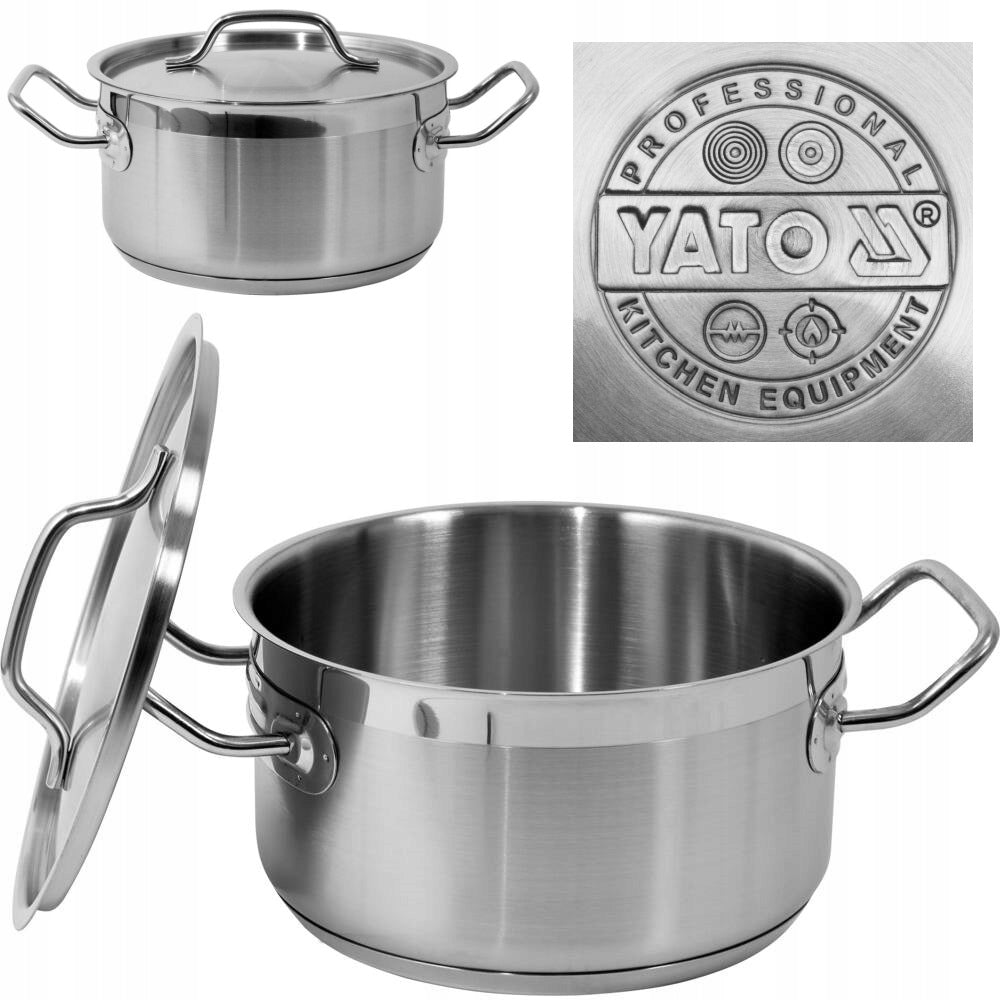 YATO LOW POT WITH STAINLESS STEEL LID 20X10,5CM 3,3L YG-00040