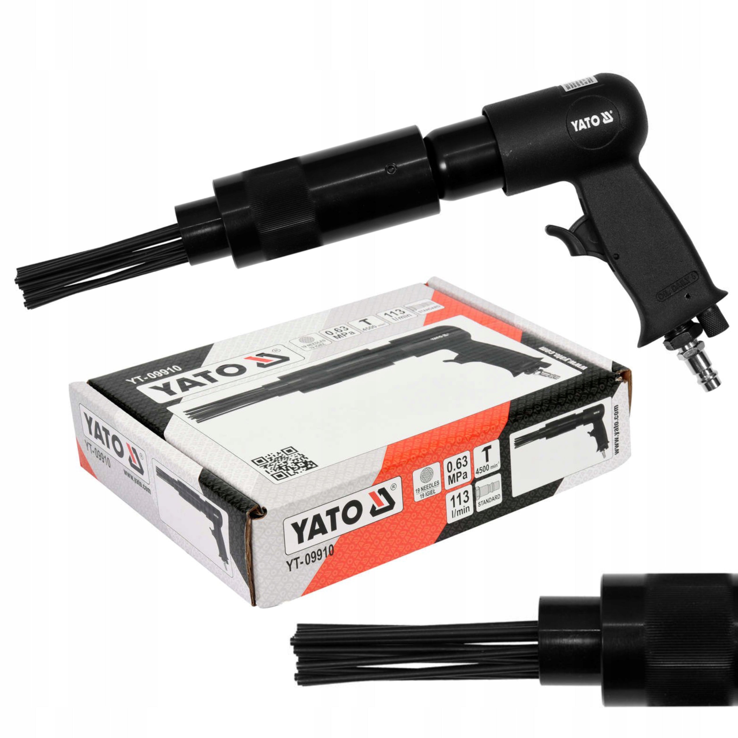 YATO PNEUMATIC NEEDLE HAMMER FOR RUST WELDS GUN SET + 19 NEEDLES