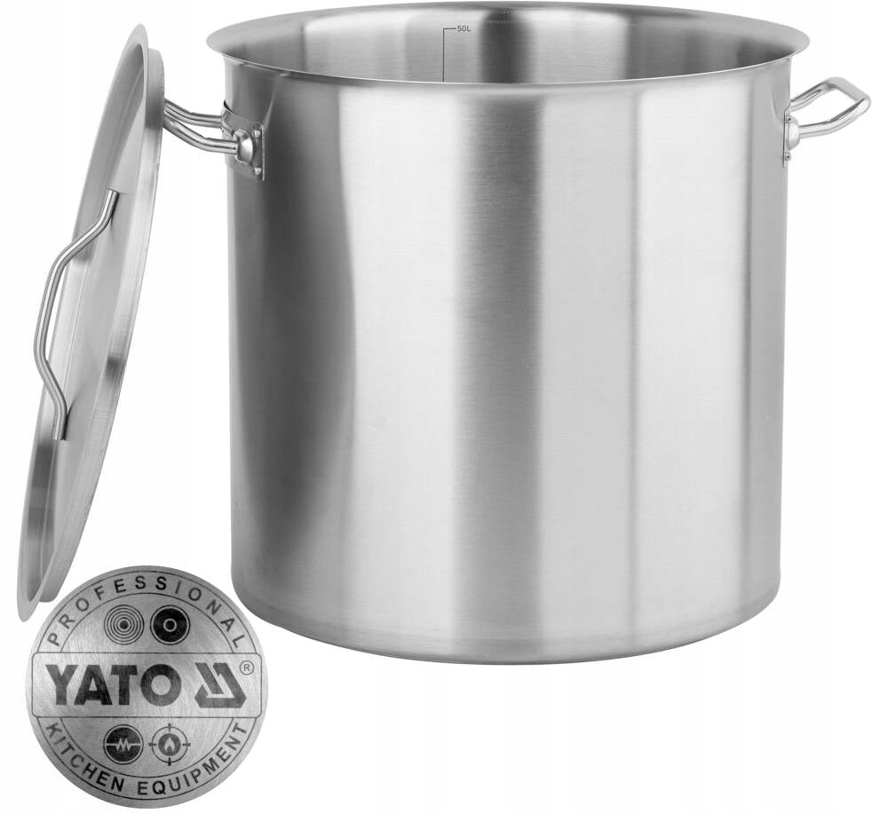 YATO POT 50L INDUCTION WITH LID 40x40cm HIGH STAINLESS STEEL YG-00018