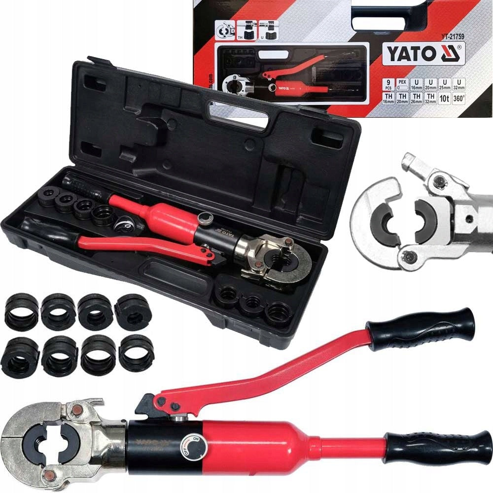 YATO PRESS PIPE CRIMPER PEX PERT 8 DIES U TH 16-32