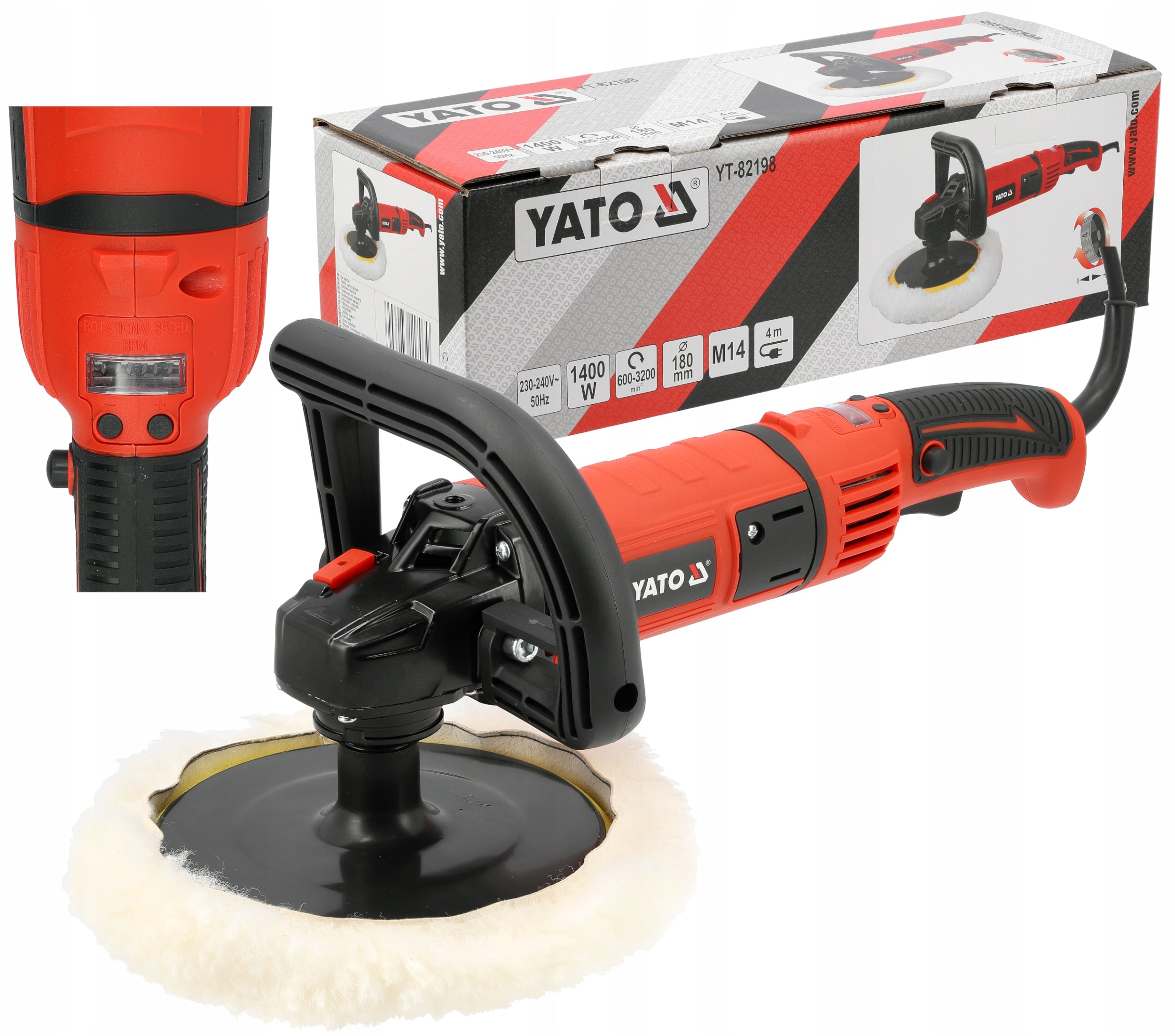YATO ROTARY POLISHER 1400W 180mm SMOOTH ROTATION ADJUSTMENT SOFT START