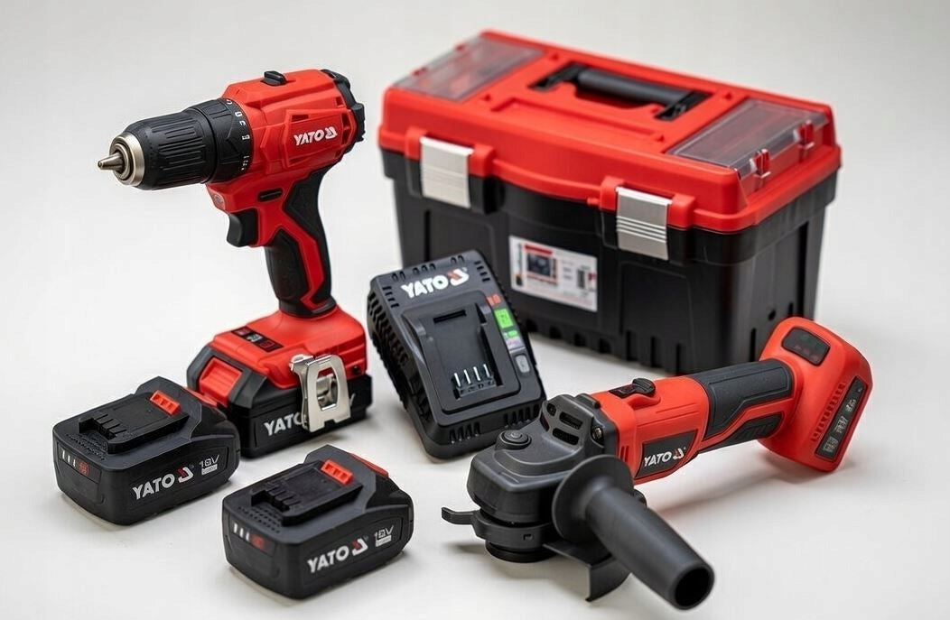 YATO SET GRINDER+BRUSHLESS SCREWDRIVER 2x4 Ah LOADER BOX