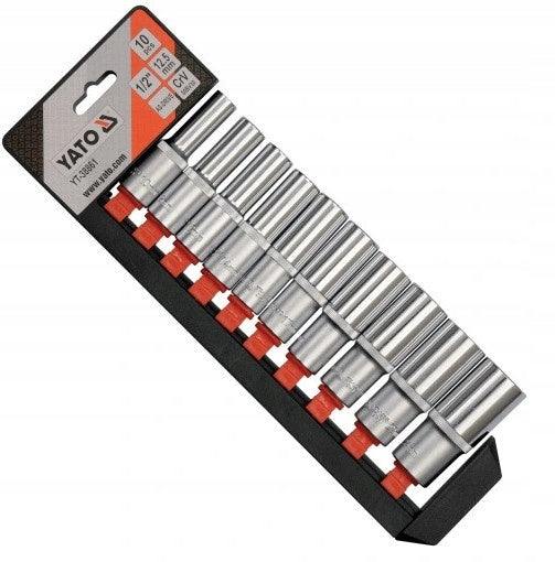 YATO YT-38861 Keycaps long set 1/2 inch 10pcs. 10-24 mm Key type socket