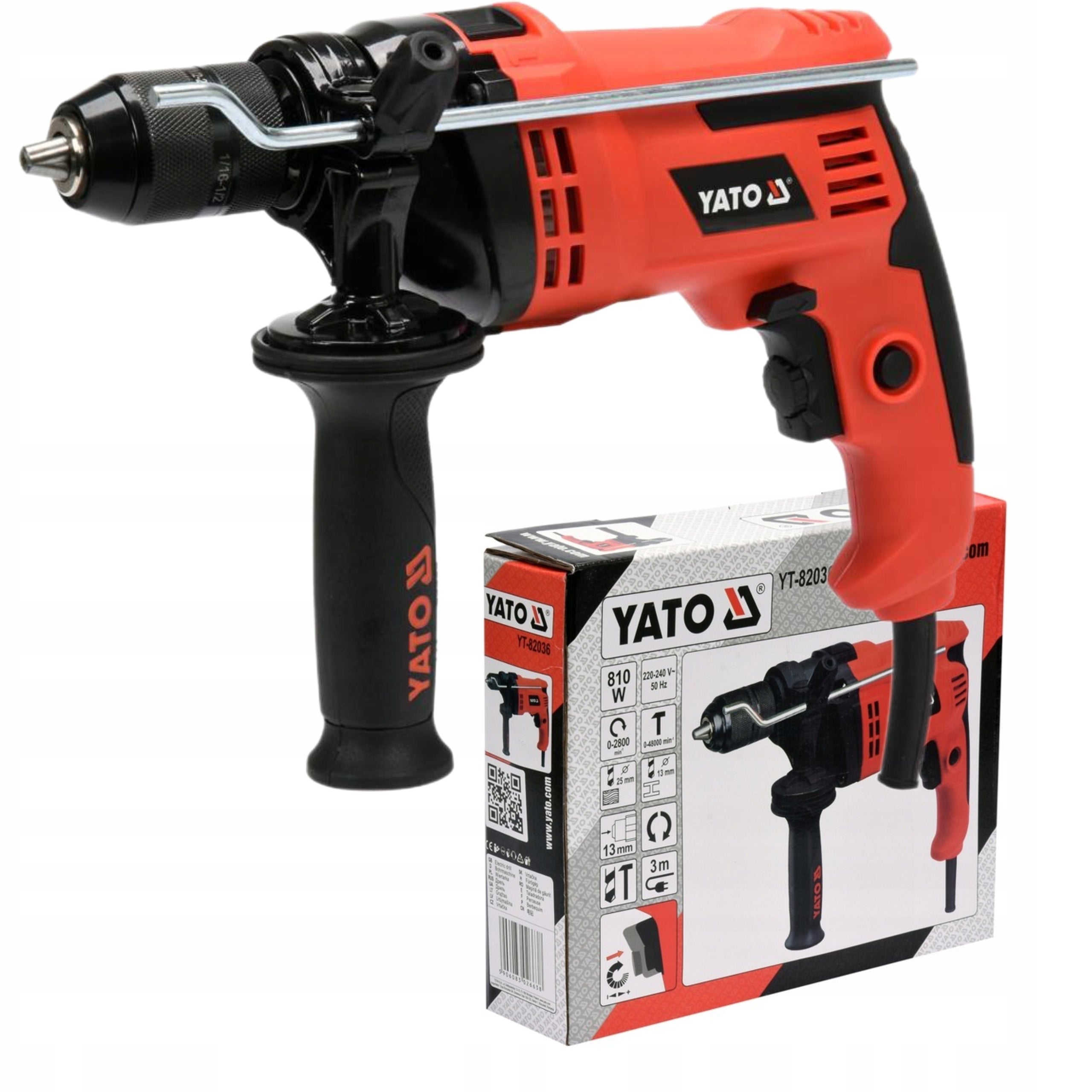 YATO YT-82036 IMPACT DRILL 850W SELF-CLAMPING 13mm WITH ADJUSTABLE ROTATION