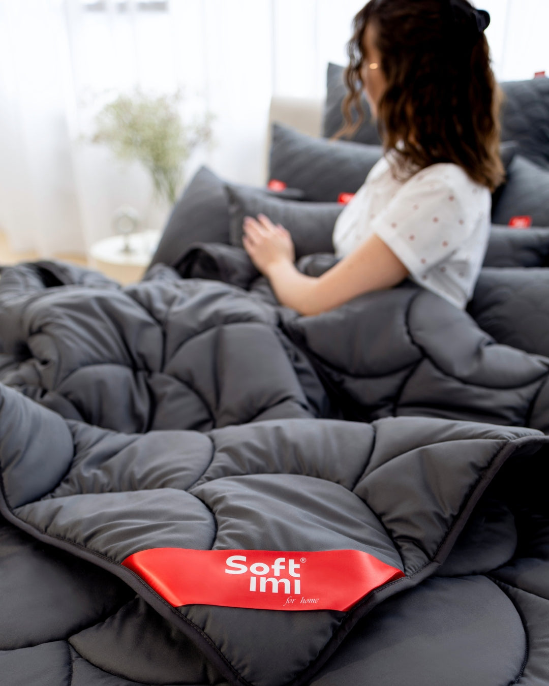 YEAR-ROUND ANTI-ALLERGIC QUILT 160X200 GREY from Poland WARMTH 4 SEASONS Length 200 cm