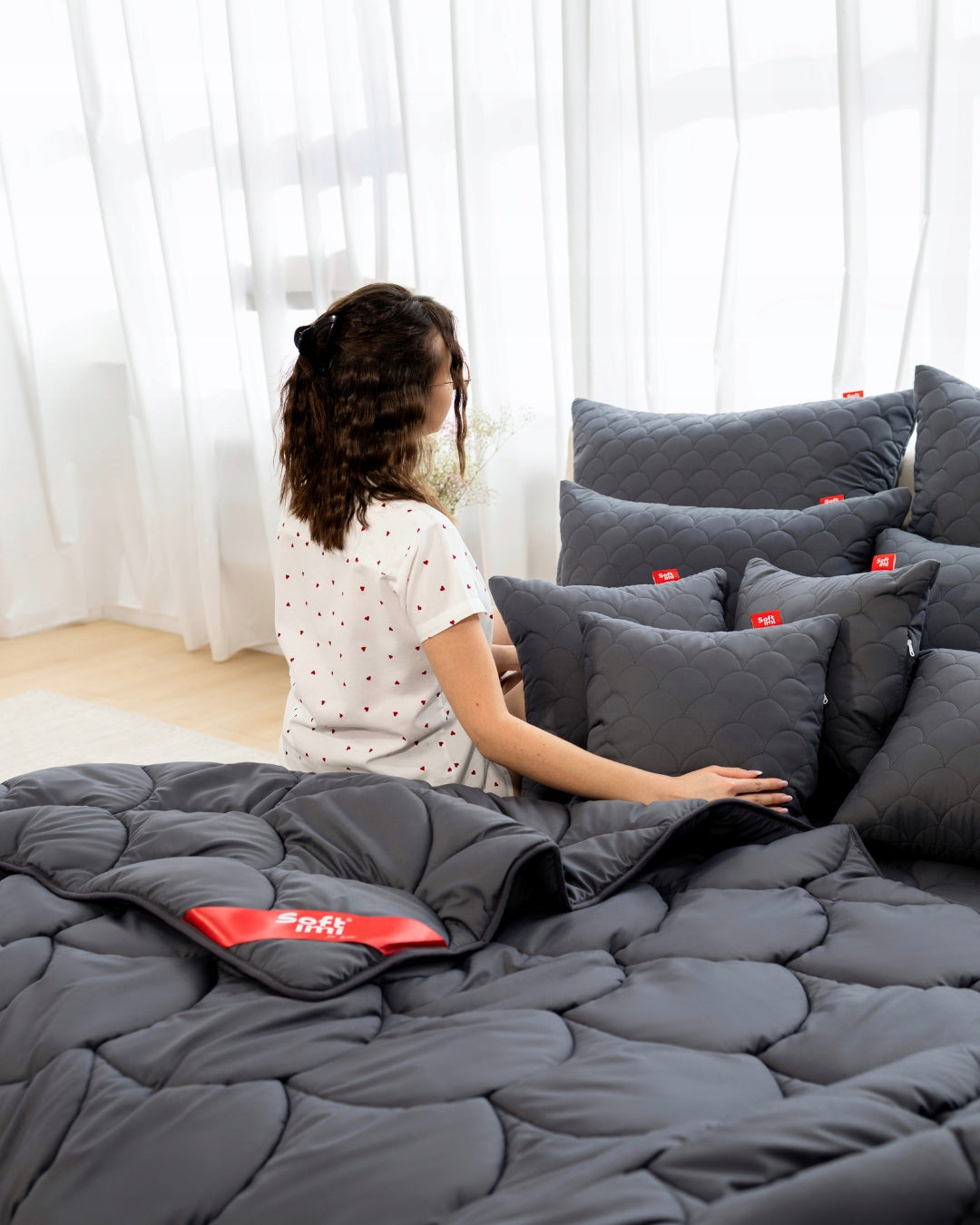 YEAR-ROUND ANTI-ALLERGIC QUILT 160X200 GREY from Poland WARMTH 4 SEASONS Stuffing material silicone fibers