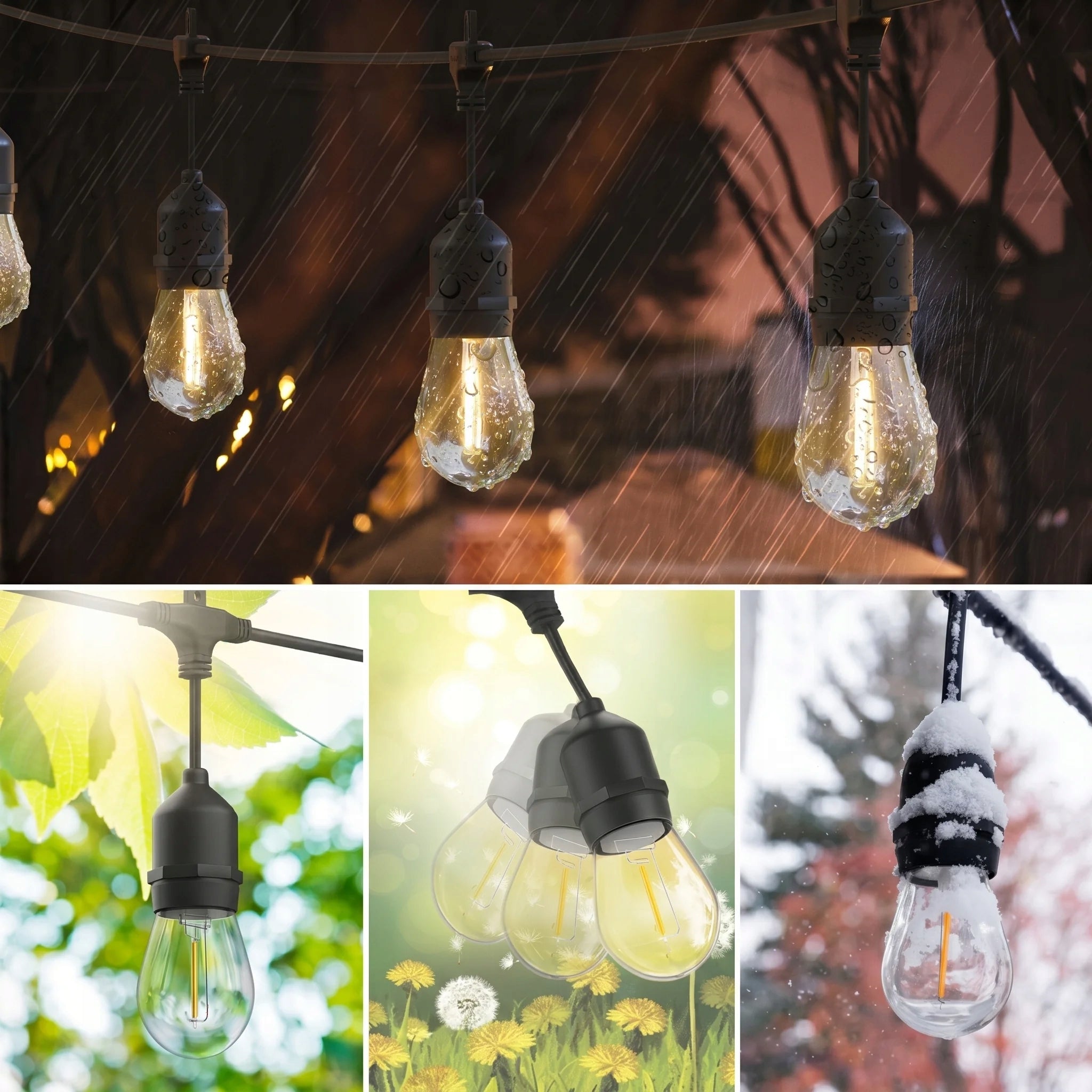 YEAR-ROUND GARDEN GARLAND LIGHT 30m 30x LED BULB E27 WATERPROOF Power supply mains