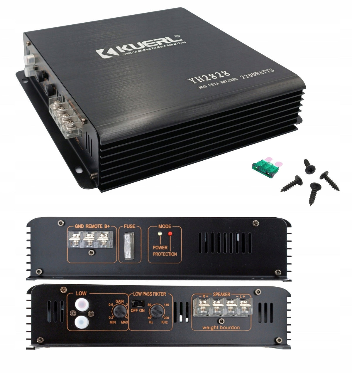 YH2828 1000W Car Amplifier For Subwofer Box Tube Speakers