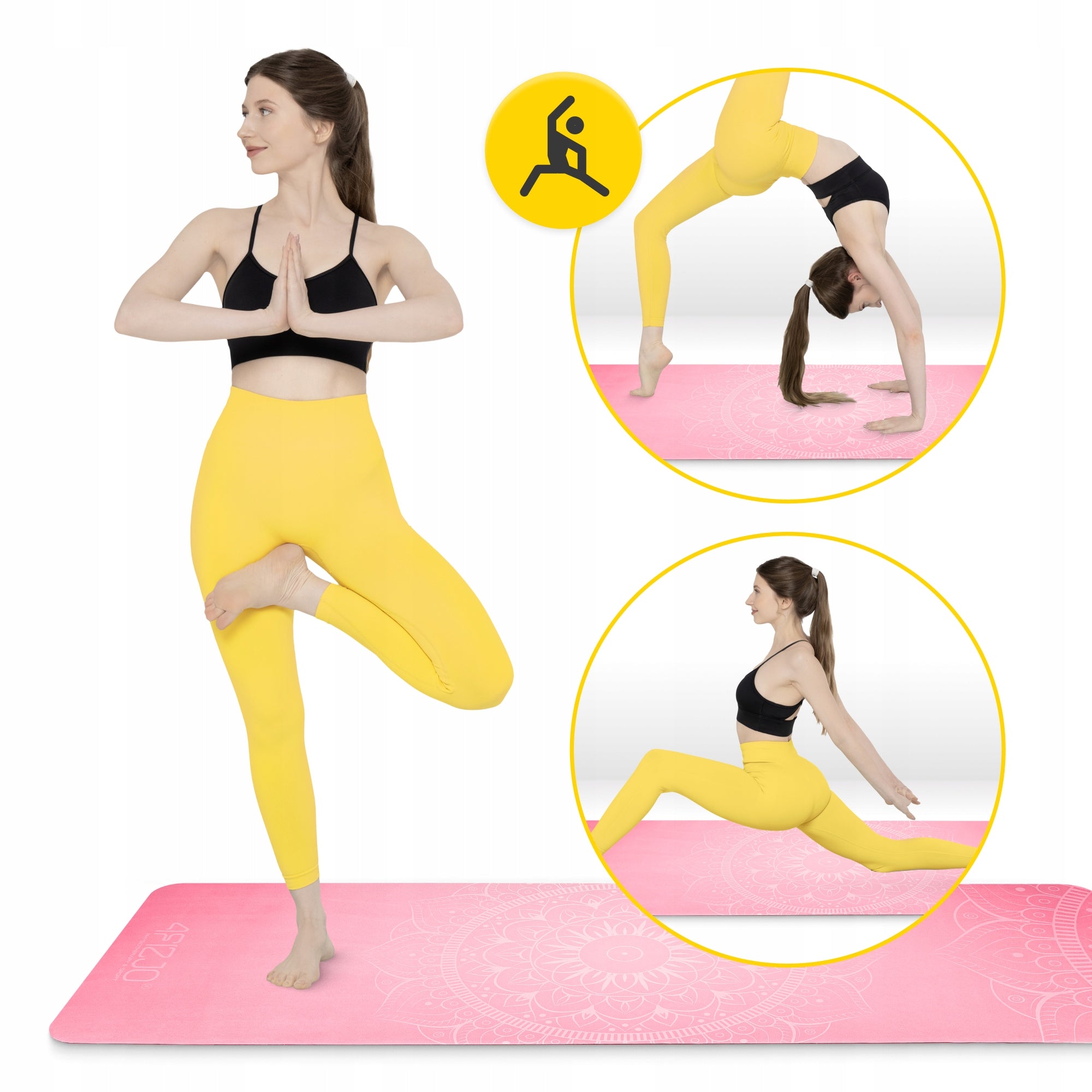 YOGA AND EXERCISE MAT SUEDE FOR MEDITATION AND PILATES SOFT LIGHT 1,5 MM Color pink