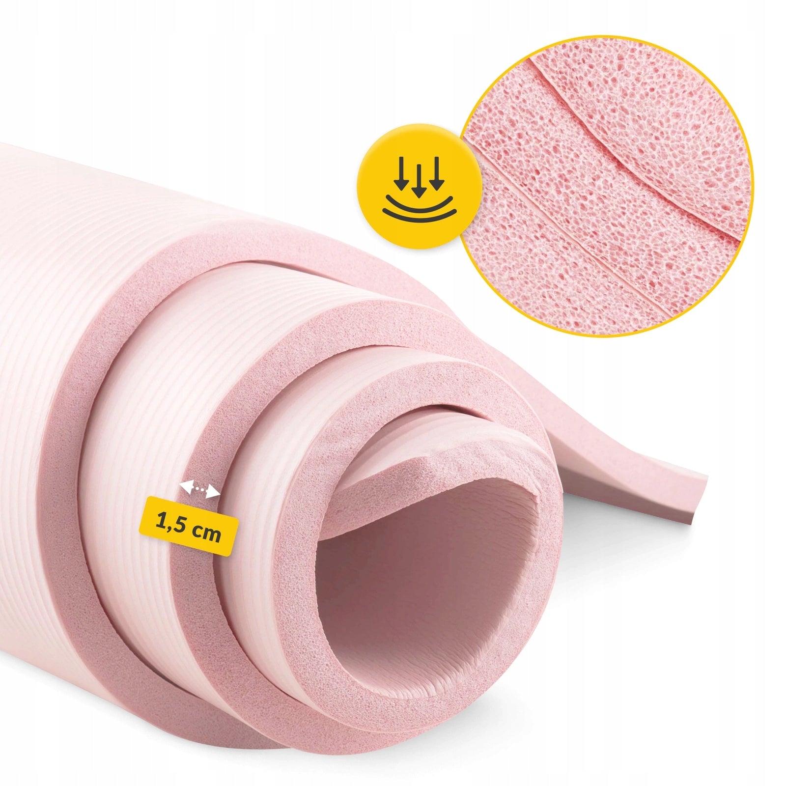 YOGA EXERCISE MAT GYMNASTIC MAT THICK NBR NON-SLIP 1,5 CM Color pink