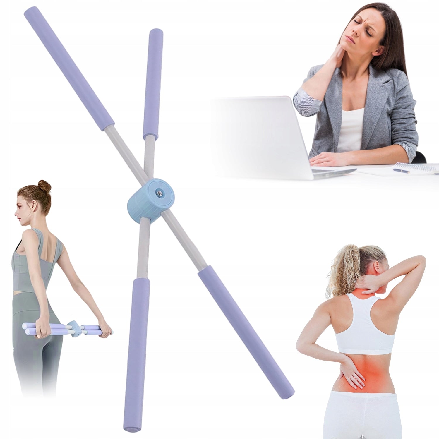 YOGA EXERCISE STICK STRETCHING BLUE TO IMPROVE POSTURE