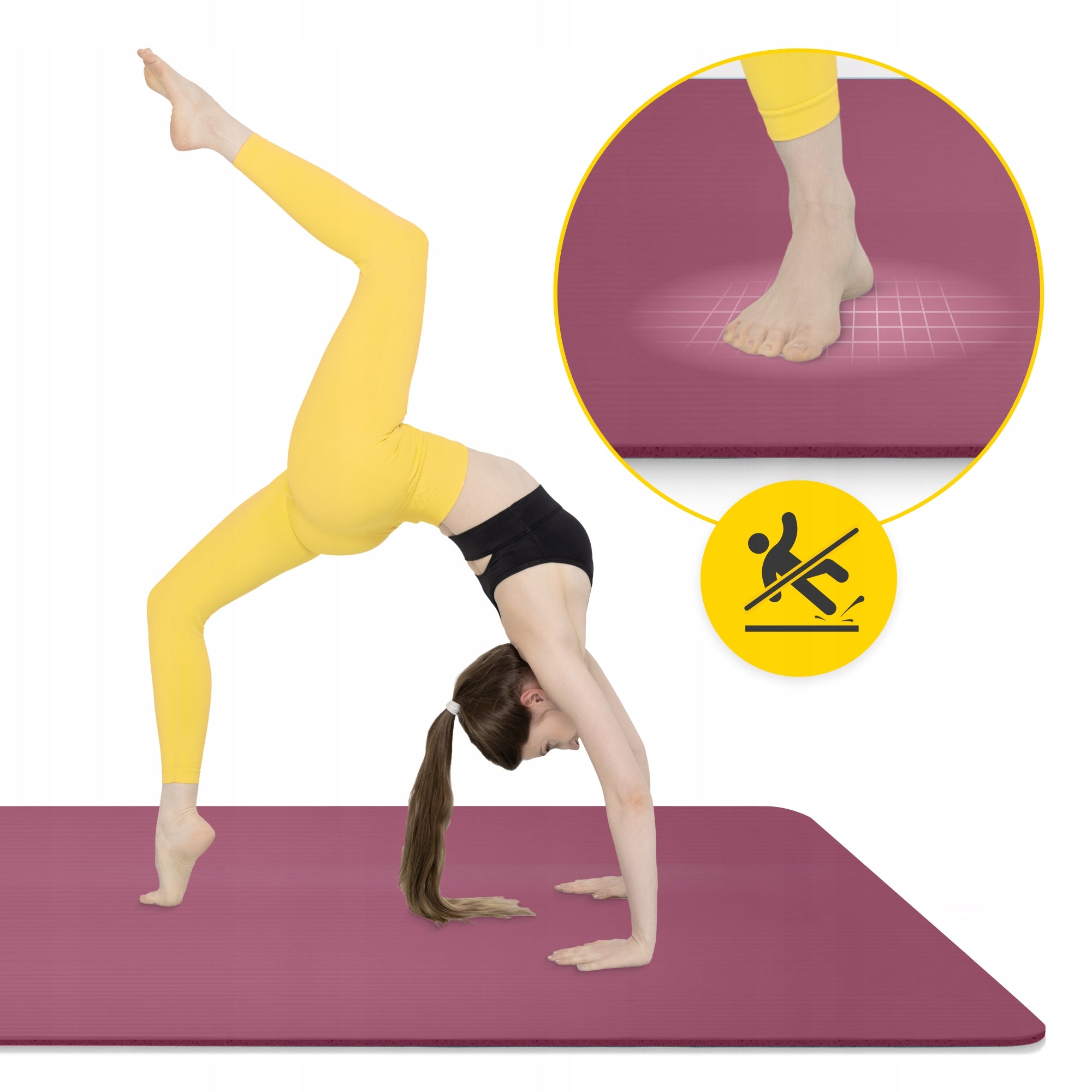 YOGA MAT FITNESS PILATES NON-SLIP FOAM NBR 190 × 100cm Manufacturer code Mata do ćwiczeń NBR 1,5 cm bordowa