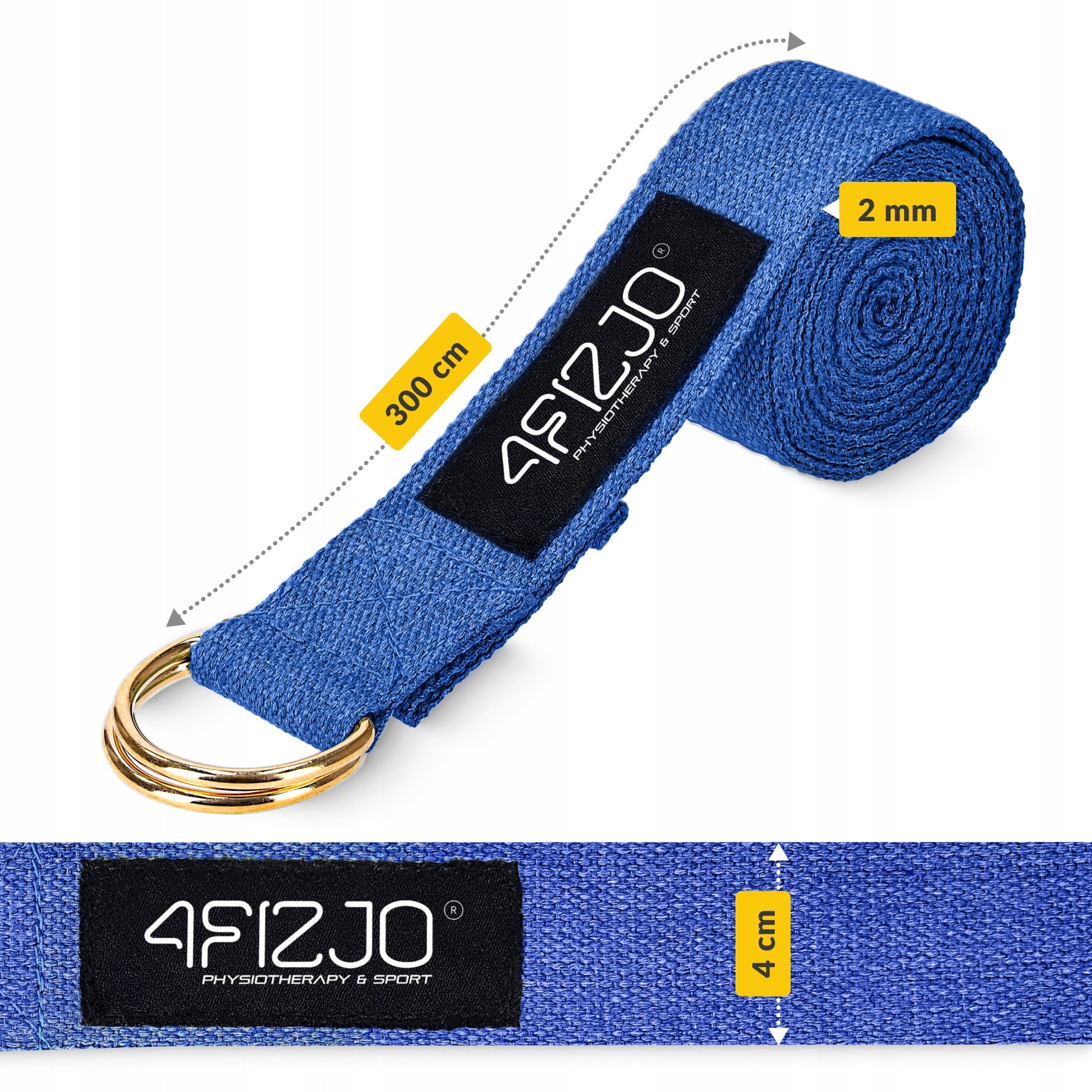 YOGA STRAP LONG MATERIAL TAPE FOR STRETCHING BODY TRAINING EXERCISES Brand 4FIZJO