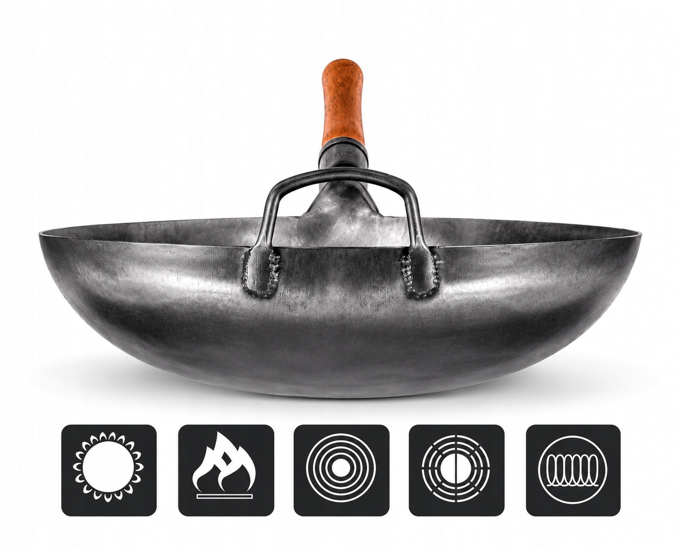 YOSUKATA Asian Wok 36 cm Carbon Steel Round Bottom Gas BBQ Stir Fry Manufacturer code 528247
