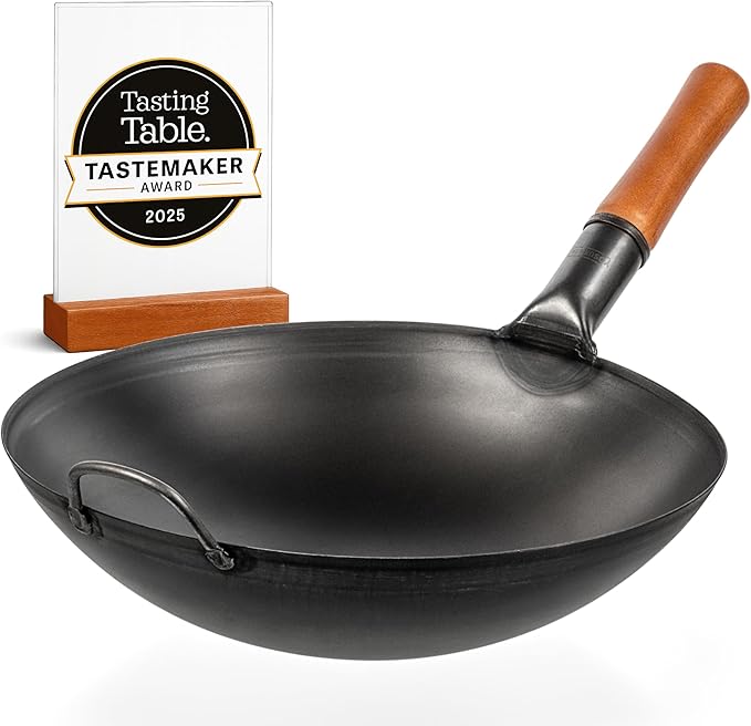 YOSUKATA Carbon Steel Wok 36 cm – Seasoned Wok Stir-Fry Pan