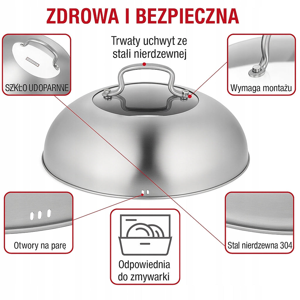 YOSUKATA Lid 29 cm made of Steel and Glass – For Pan Wok 30 cm Manufacturer code 521000