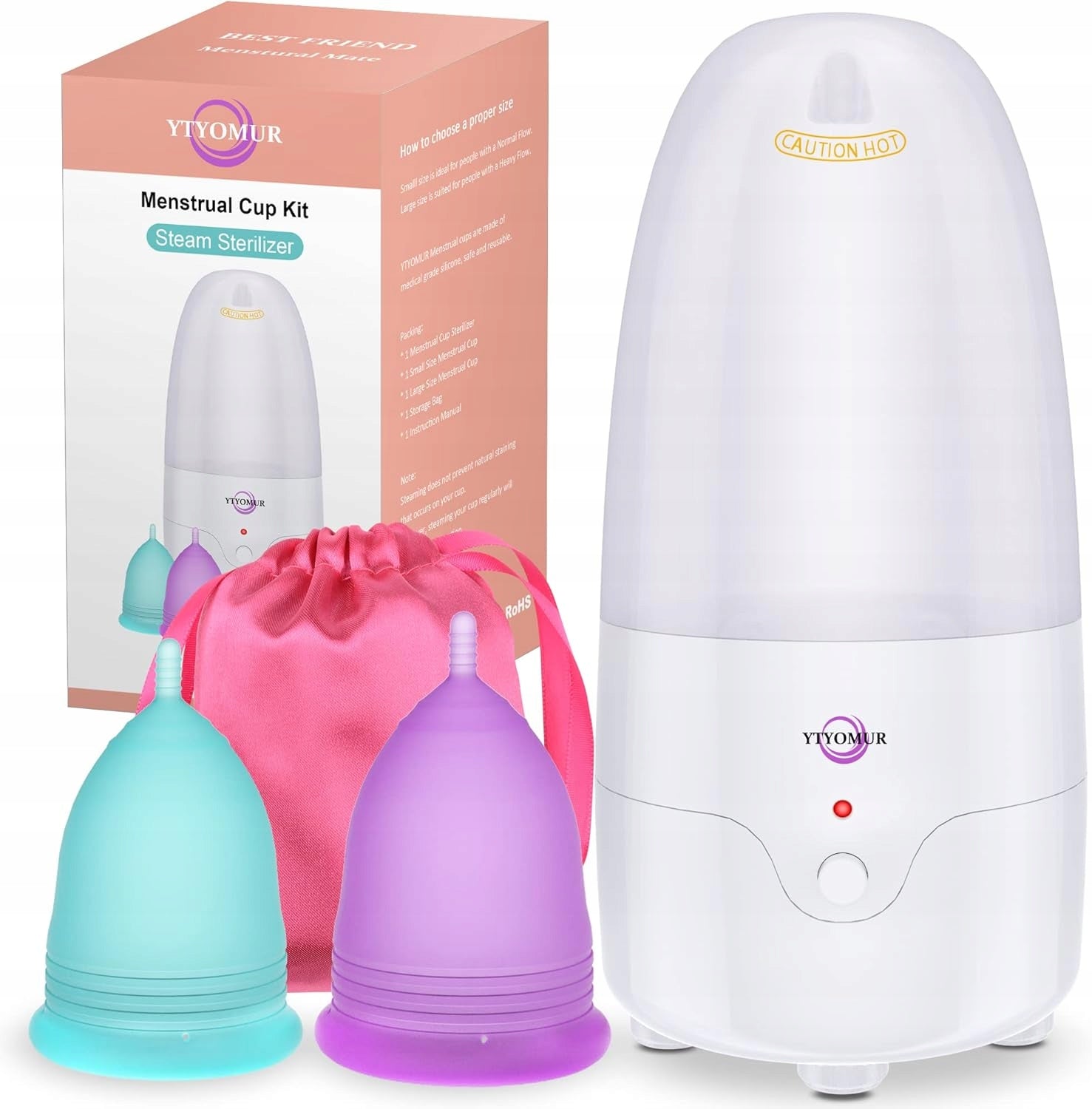YTYOMUR Steam Sterilizer Menstrual Cup Medical Travel Silicone