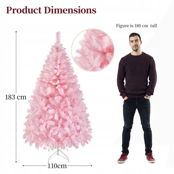 Yaheetech Artificial Christmas Tree 180cm with Folding Stand Christmas Tree Pink Brand no brand