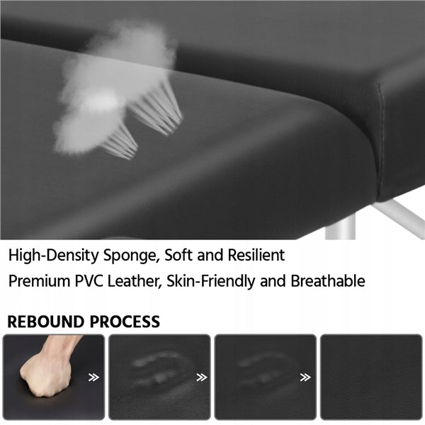 Yaheetech Portable Massage Table, Folding with Headrest, Black 213x80 cm Frame material aluminum