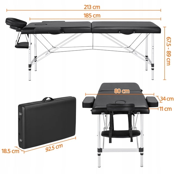 Yaheetech Portable Massage Table, Folding with Headrest, Black 213x80 cm Manufacturer code Y0013361