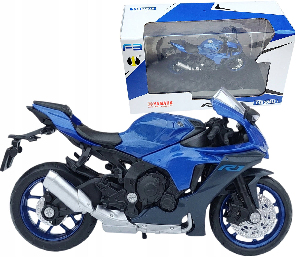 Yamaha R1 1:18 model motorcycle blue