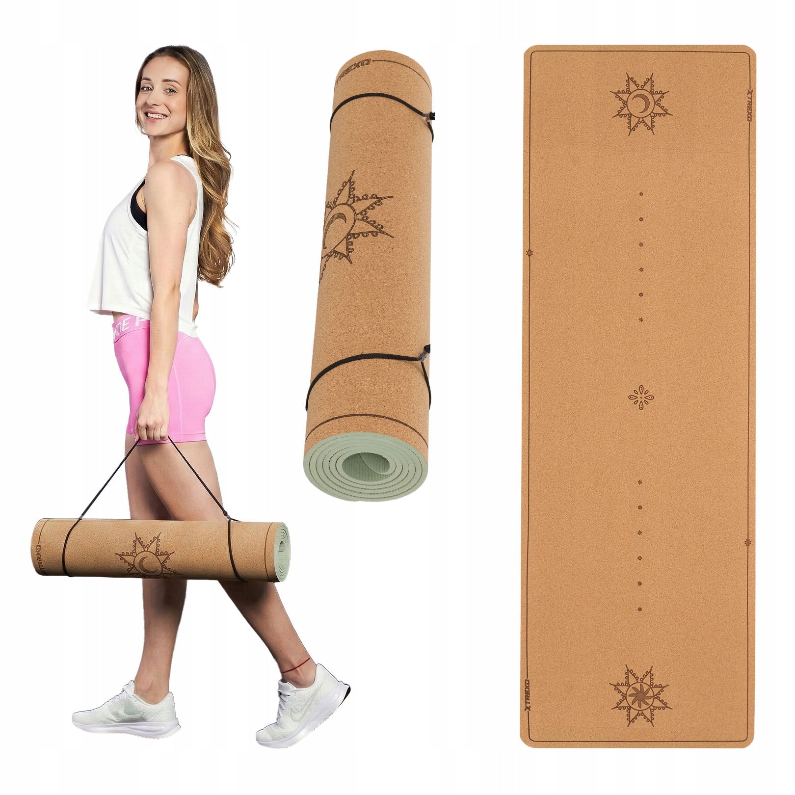 Yoga mat XTREXO cork 6 mm natural OS LIGHT THIN NON-SLIP