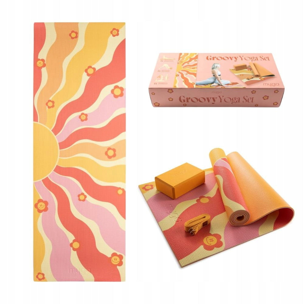 Yoga set myga Groovy Yoga Set yoga mat 6 mm, brick/cube, strap