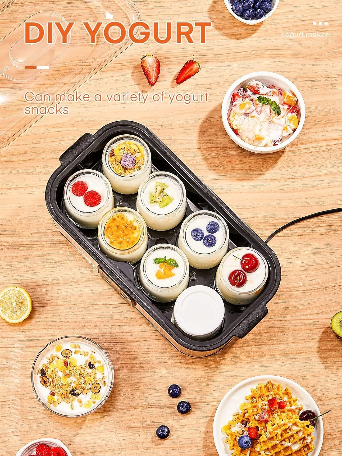 Yogurt Making Machine FOHERE SNJ-159B 8 Jars 180ml LCD Timer Manufacturer code SNJ-159B