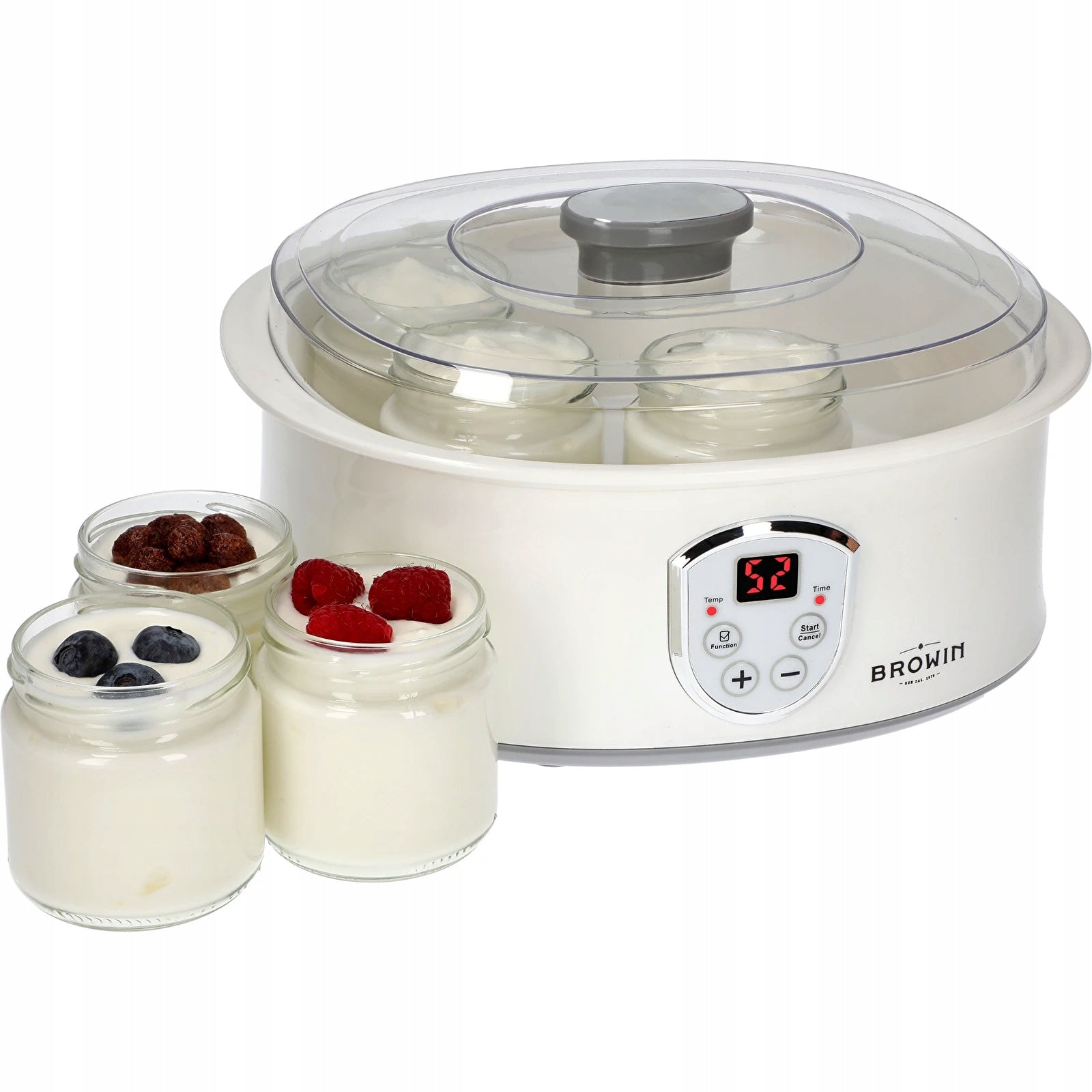 Yogurt machine with thermostat and jars (7 pcs) - 1,3 l Dominant color white