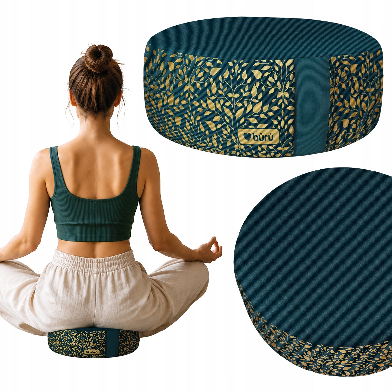 ZAFU MEDITATION PILLOW WITH BUCKWHEAT SCALE FOR YOGA ROUND 100% COTTON