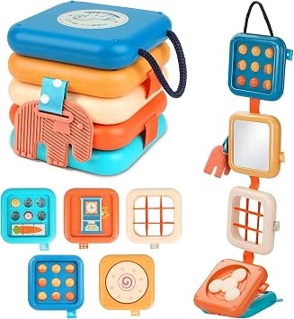 ZCOINS Folding Activity Cube 5 PANELS Montessori Travel Toy