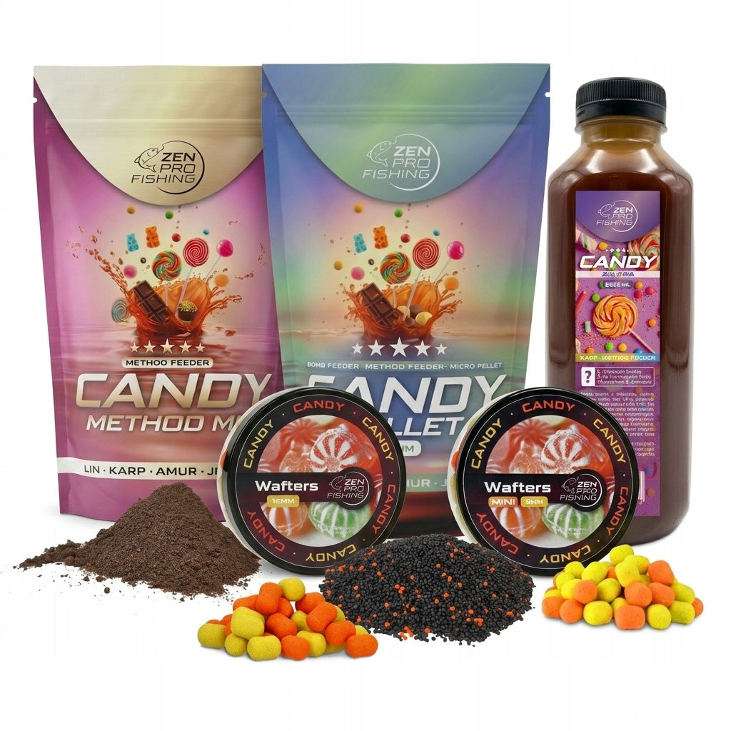 ZEN PRO FISHING Set CANDY Method Feeder Pellet Method Mix Wafters Flooding