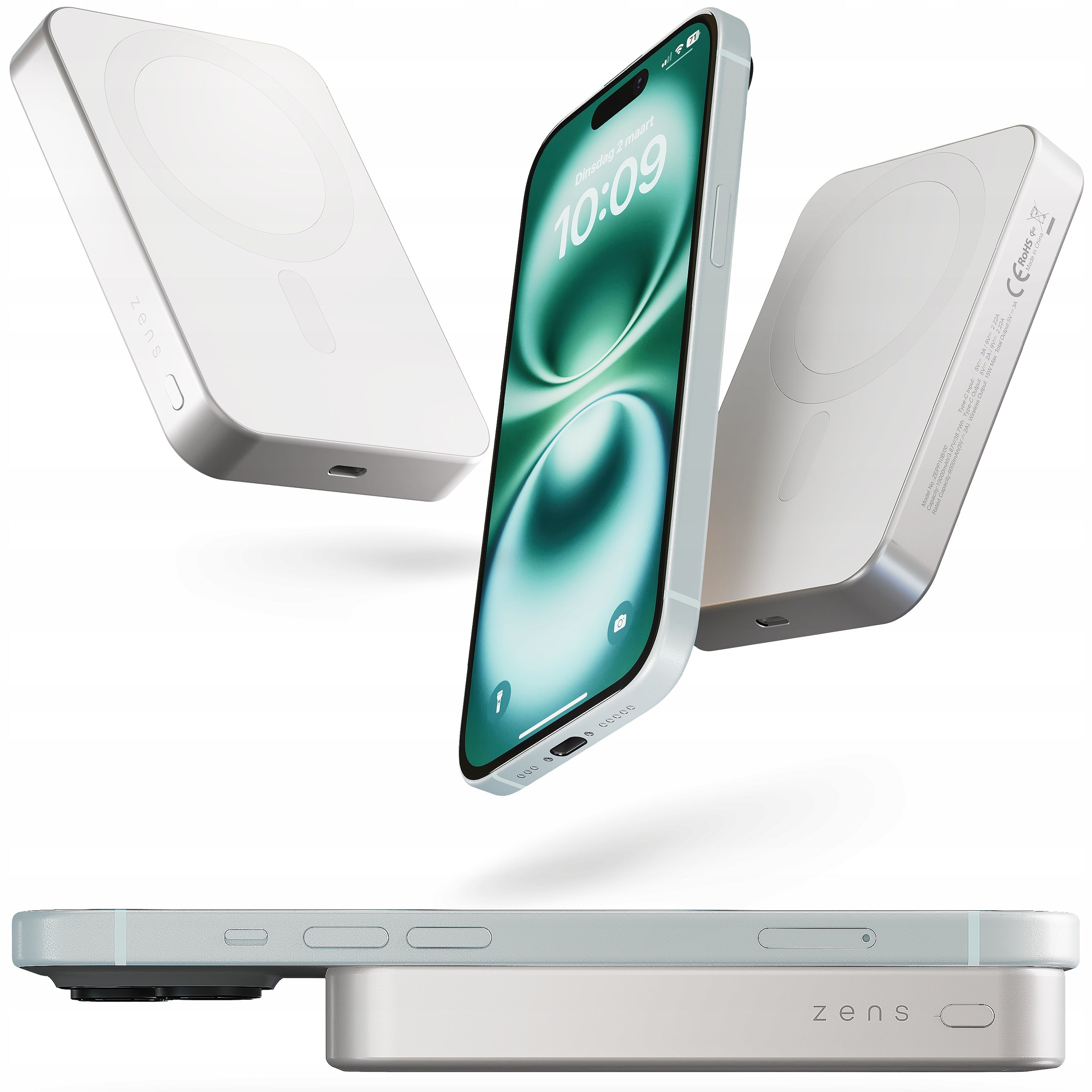 ZENS Aluminium Pro 1 Slim - Magnetic Powerbank 10000mAh Qi2 15W MagSafe