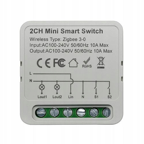 ZIGBEE Tuya Smart Life controller – 2 channels | 230V 16A | Recessed module EAN (GTIN) 5902065395525