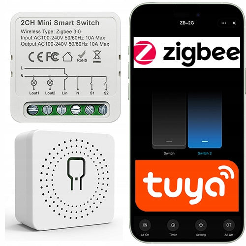 ZIGBEE Tuya Smart Life controller – 2 channels | 230V 16A | Recessed module