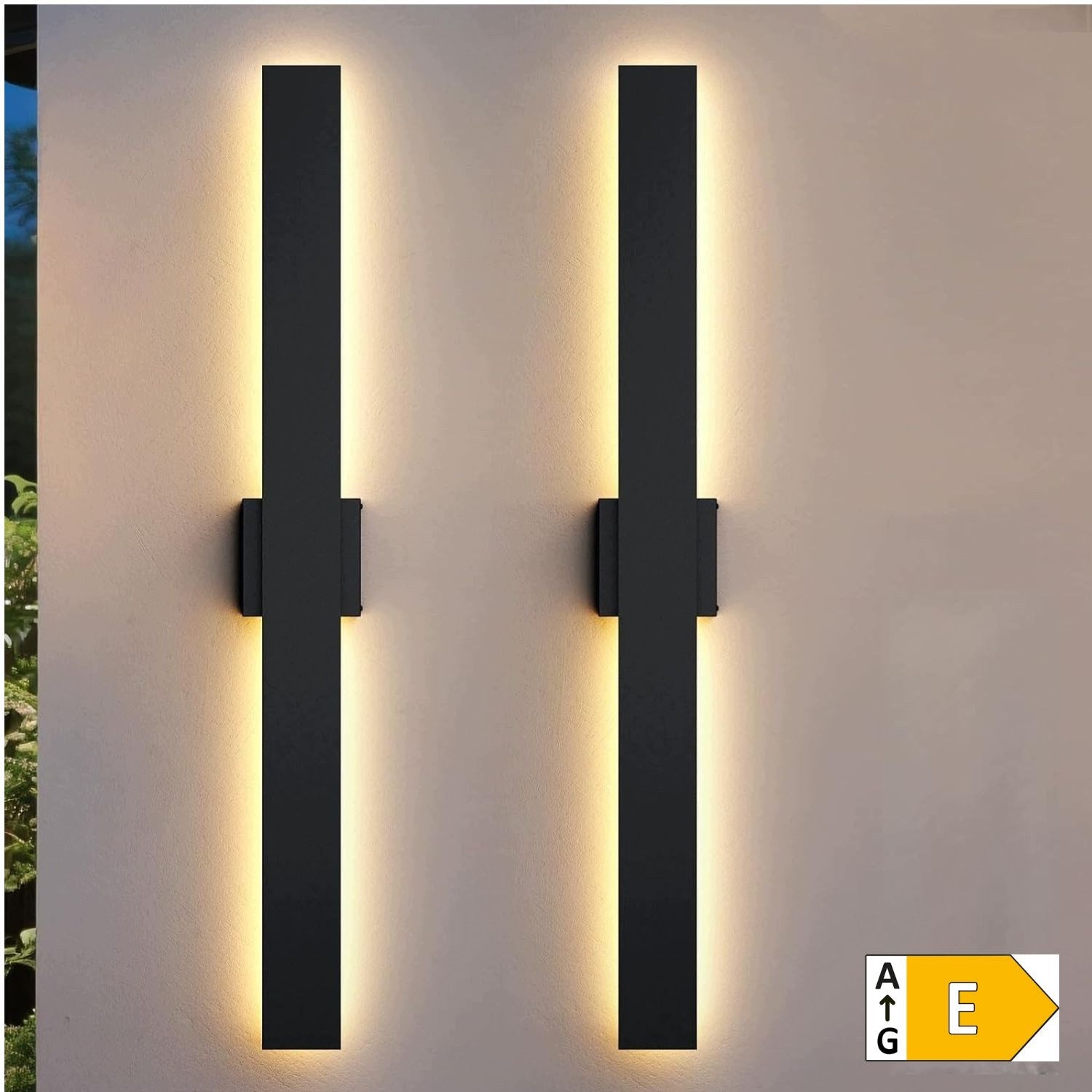 ZIHOI Set of 2 Modern Outdoor Lamps, Black 150cm