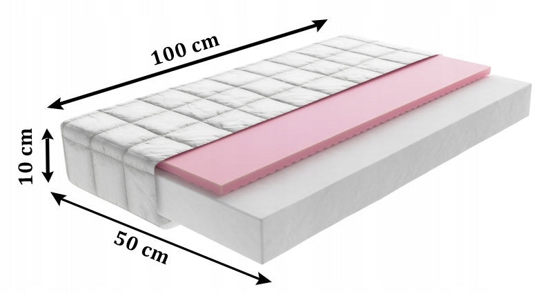 ZONE mattress 100x50 with a thickness of 10 cm + quilted cover Packaging status original