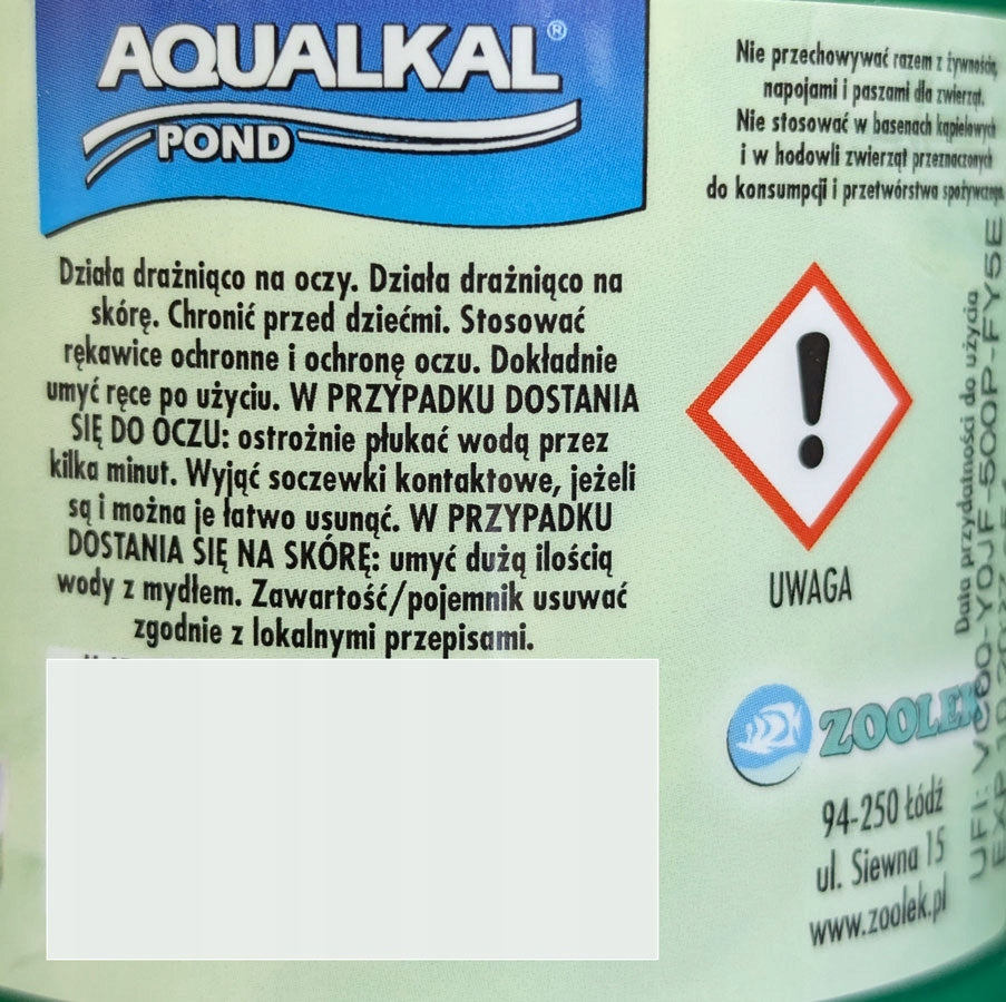ZOOLEK Aqualkal Pond 5L Increases pH and KH in Eyelet Packaging status original