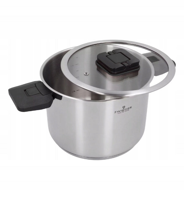 ZWIEGER KOMPACT BLACK Set of 3 pots with lids / stainless steel Brand Zwieger