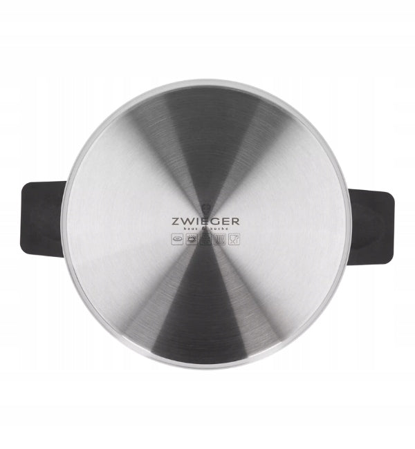 ZWIEGER KOMPACT BLACK Set of 3 pots with lids / stainless steel Color silver