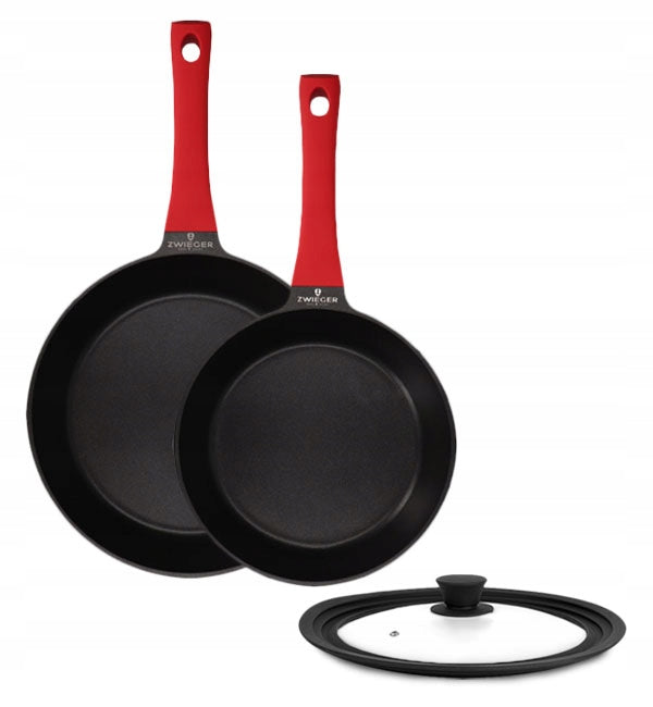 ZWIEGER OBSIDIAN FRY SET 24, 28 CM + SILICONE LID 24/26/28