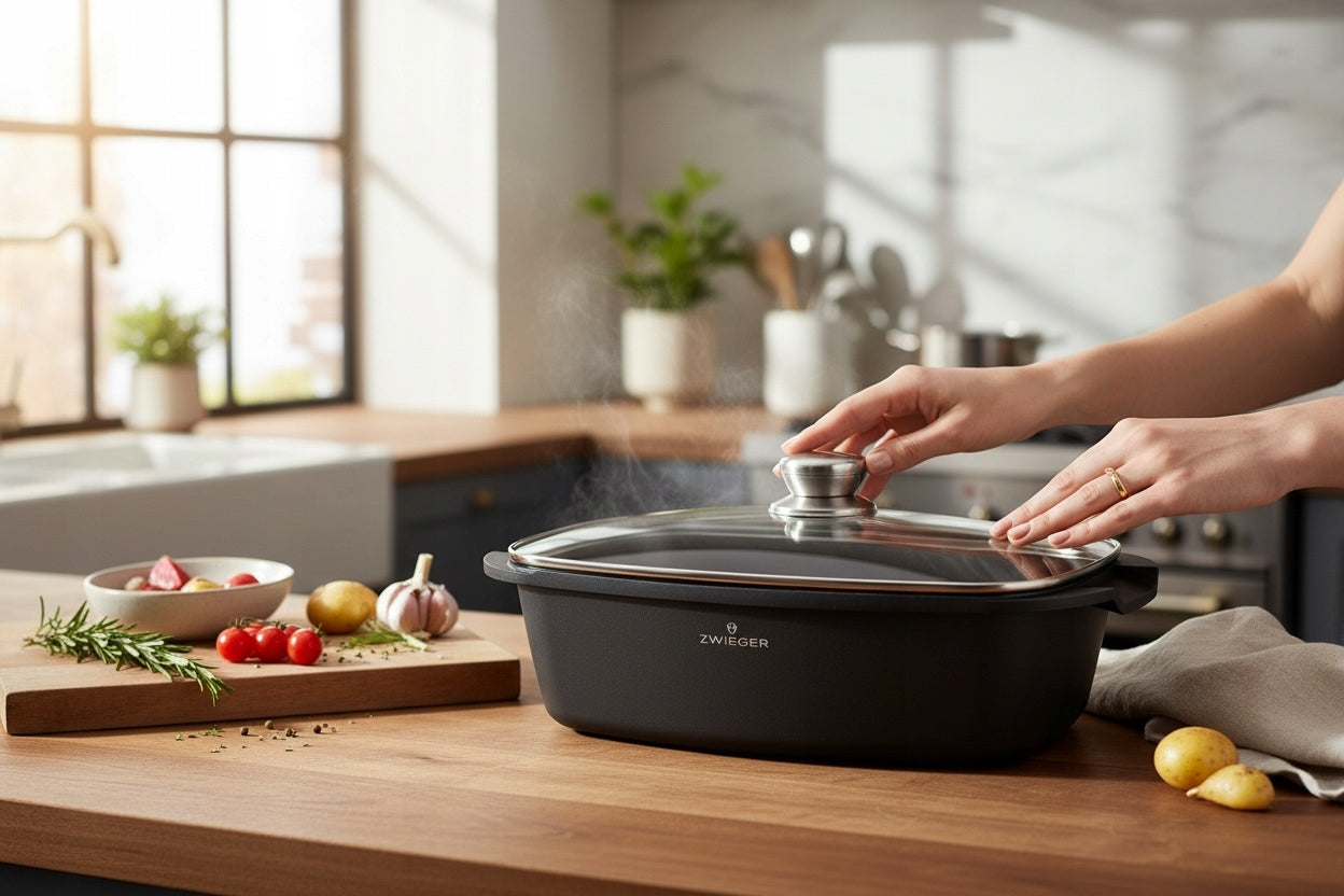 ZWIEGER PAN 33 CM WITH HEAT-RESISTANT COVER RED LINE Manufacturer code 5905794974764